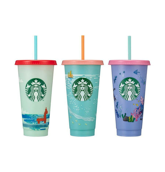 Starbucks Jeju Reusable Cold Cup Set 709ml 3 Cups