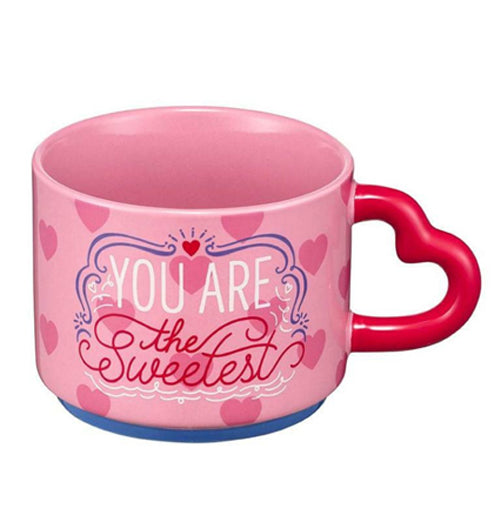 Starbucks Korea Valentines Pink Beam Handle Glass Mug