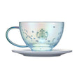 Starbucks Blue Glass Cup Cherry Blossom 2022 Ceramic Saucer 237ml