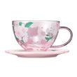 Starbucks Cherry Blossom 2022 Korea Pink Glass Mug Ceramic Saucer 237ml