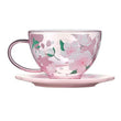 Starbucks Cherry Blossom 2022 Korea Pink Glass Mug Ceramic Saucer 237ml