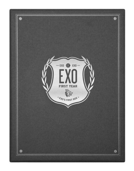 EXO First Box DVD set with 4 DVDs and a collectible earphone winder, perfect for EXO-L fans and K-pop collectors.