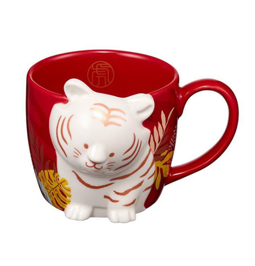 Starbucks 2022 New Year Tiger Red Mug - Limited edition 355ml cup celebrating the Year of the Tiger with bold red and gold accents.